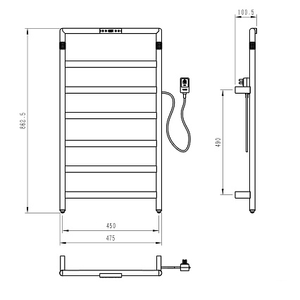 Полотенцесушитель электрический Wonzon&Woghand Koln WW-A6016-BR брашированный никель