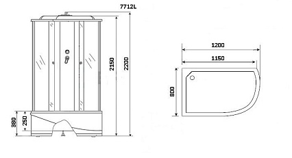 Душевая кабина Niagara Luxe NG-7712GL 120x80 L, золото