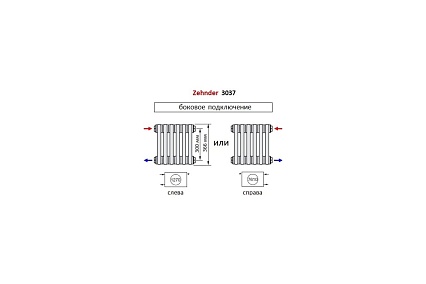 Трубчатый радиатор Zehnder удалить Charleston 3037/30/№1270/RAL 9016, 3/4