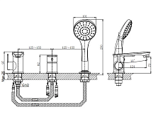 Смеситель на борт ванны Rush Bruny BR4335-333