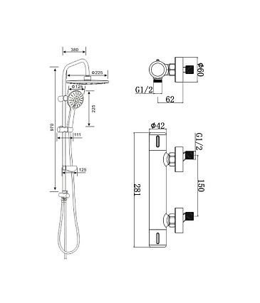 Душевая стойка Agger Thermo A2492200 без излива, с термостатом