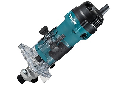 Кромочный фрезер Makita 530 Вт, 32000 об\мин, цанга 6 мм, плавный пуск, антирестарт,1.5 кг, кор. 3711