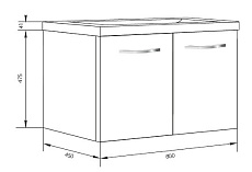 Корпус тумбы Marka One Mix 80 см, подвесной, 2 двери