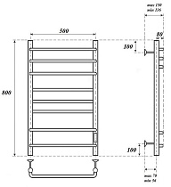 Полотенцесушитель электрический Point Сатурн PN90858 П8 50x80 диммер справа, хром