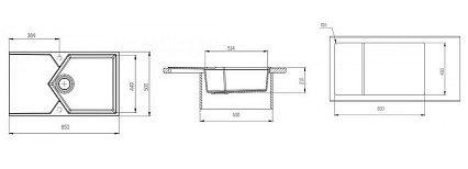 Кухонная мойка Kit Kraken Sea 85 см, белый