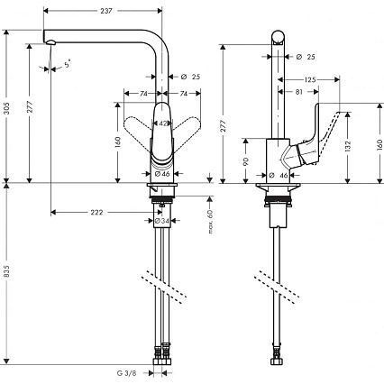 Смеситель для кухни Hansgrohe Focus 31817670 черный матовый