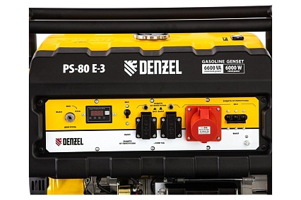 Генератор бензиновый Denzel PS 80 E-3, 6.6 кВт, 400 В, 25 л, электростартер 946954