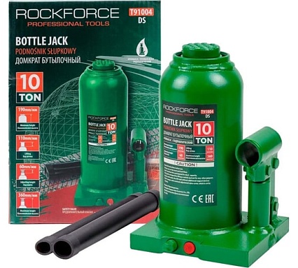 Гидравлический бутылочный домкрат Rockforce с клапаном 10т RF-T91004(DS)(51453)