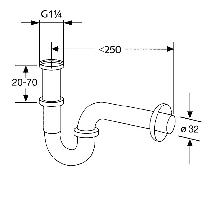 Сифон для раковины Kludi 1025005-00 G1 1/4