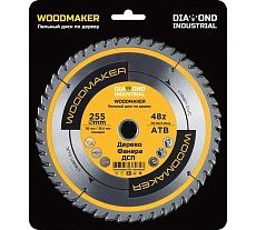 Диск пильный по дереву Woodmaker 255x30/25.4 мм, Z=48, атв Diamond Industrial DIDD255Z48