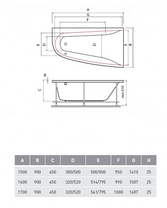 Акриловая ванна Vayer Boomerang 150x90 L