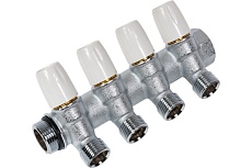 Коллектор Tiemme Maxima НВ, 3/4&quot;, с вентилями, 4 выхода, 1/2&quot; Н 36 мм, хром 1860004