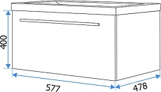 Мебель для ванной 1MarKa Соната 58П, 1 ящик, белый глянец