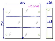 Зеркальный шкаф Aqwella МС 80 см MC.04.08