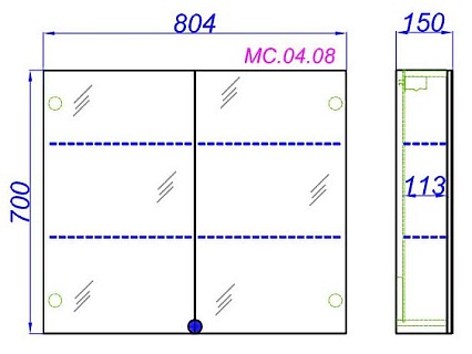 Зеркальный шкаф Aqwella МС 80 см MC.04.08