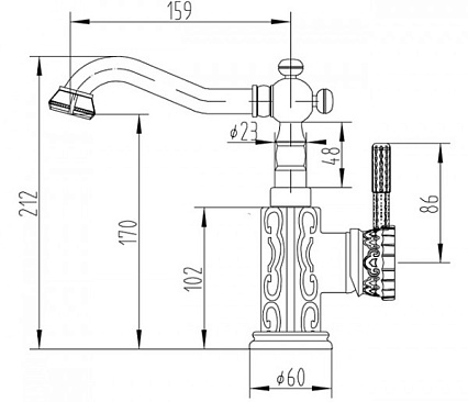 Смеситель для раковины Zorg Antic A 114U-BR бронза