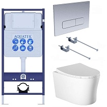 Подвесной унитаз SET Aquatek Ника-014 4в1, кнопка хром матовый