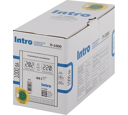 Стабилизатор напряжения Intro П-1000 переносной 140-260В/220В, 1000ВА Б0064645