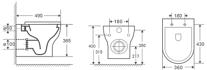 Подвесной унитаз Owl 1975 Tid Circel-H, безободковый, с микролифтом