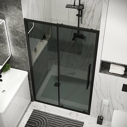 Душевая дверь Grossman Cosmo 100x195 тонированное, черный матовый 100.K33.02.100.21.10