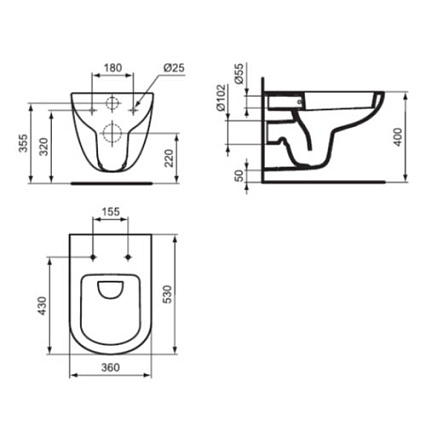 Подвесной унитаз Ideal Standard Tempo W941106 с крышкой-сиденьем