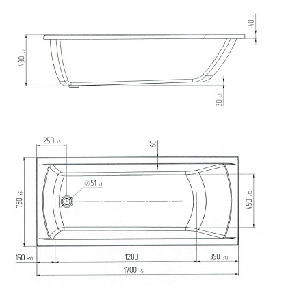 Акриловая ванна Marka One Modern 170x75