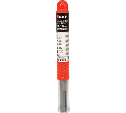 Бур по бетону Professional SDS-plus 6x110 мм, 4 резца EKF db-6-110-4x4-ue