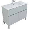 Тумба с раковиной Aquanet Алвита New 100 см 1 ящик, 2 дверцы серый