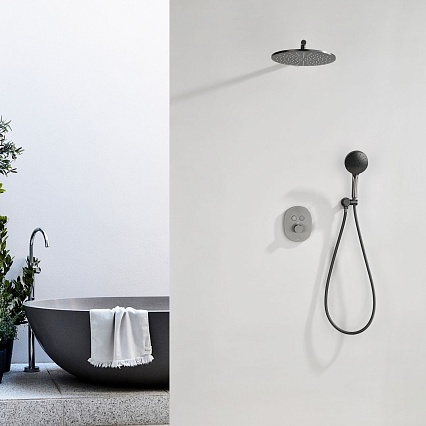 Душевой набор Black&White Gravity GH-9201-GM термостат, оружейная сталь