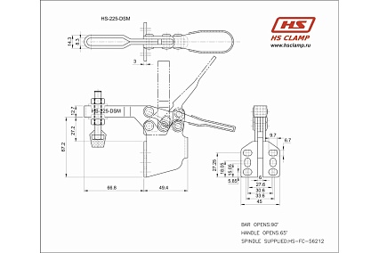 Зажим с горизонтальной рукоятью HAO SHOU HS-225-DSM