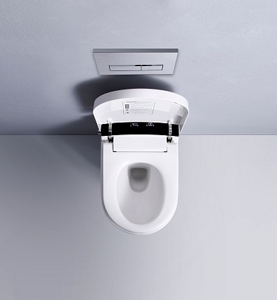 Электронный подвесной унитаз-биде Timo TЕ-751B с инсталляцией и черной матовой кнопкой