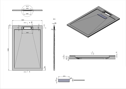 Поддон для душа Vincea VST-4SRL8012A 120x80 антрацит