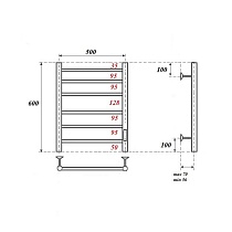 Полотенцесушитель электрический Point PN10856B П6 50x60 диммер справа, черный