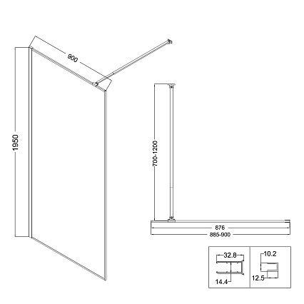 Душевая перегородка Niagara Nova NG-680-90BLACK 90x195 прозрачная с рисунком, профиль черный матовый