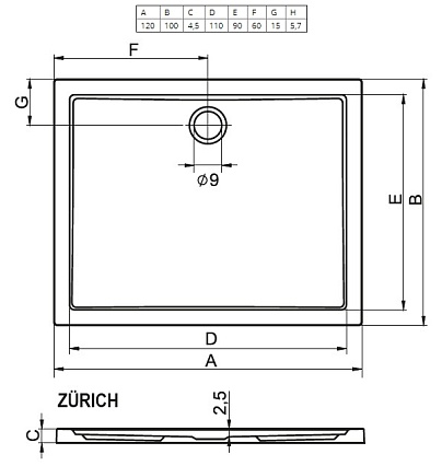 Поддон для душа Riho Zürich 292 120x100