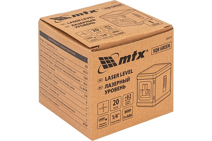 Лазерный уровень MTX xqb green basic set, 20 м, зеленый луч, батарейки, резьба 1/4" 35019