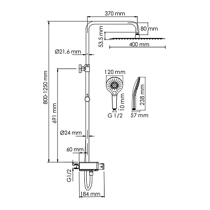 Душевая стойка WasserKRAFT A113.119.101.CH Thermo с термостатом, хром