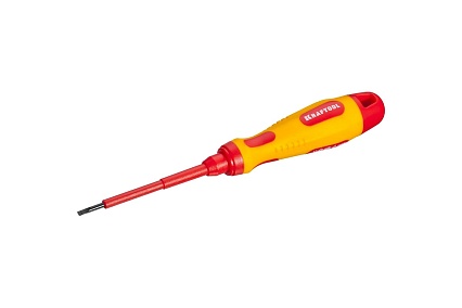 Отвертка Kraftool Expert 250083-2.5-075 высоковольтная Cr-Mo-V стержень двухкомпонентная маслобензостойкая рукоятка SL 2.5x75 мм