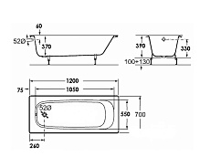 Чугунная ванна Roca Continental 211506001 120x70 см без ручек