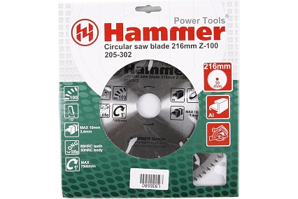 Диск пильный по алюминию Hammer Flex 205-302 CSB AL (216х30 мм; Z-100) 30682