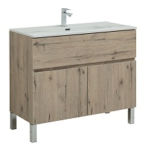 Тумба с раковиной Aquanet Алвита New 100 см 1 ящик, 2 дверцы дуб веллингтон белый