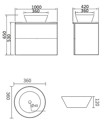 Тумба со столешницей Orange Otto 100 см Ot-100TuMDF+B08-360W белый глянец