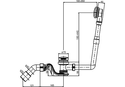 Слив-перелив SANIT 837 Push-Push, хром