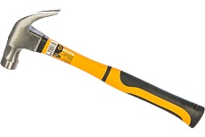 Молоток - гвоздодёр, 450 г, фибергласовая двухкомпонентная ручка, с магнитом Вихрь 73/6/8/8