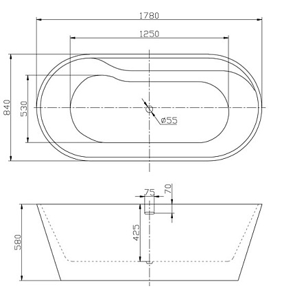 Акриловая ванна BelBagno BB14 178x84 см