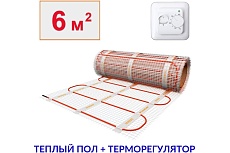 Теплый пол электрический под плитку ТеплоСофт 6м.кв 900Вт с терморегулятором 6900/22
