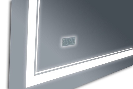 Зеркало Бриклаер Эстель-2 120 см с подсветкой, на взмах руки, часы 4627125414336