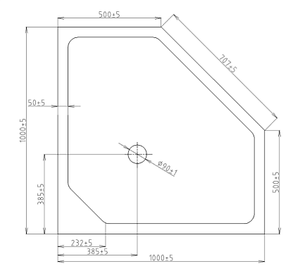 Поддон для душа Orans Tray TD 1010-4 100x100 пятиугольный