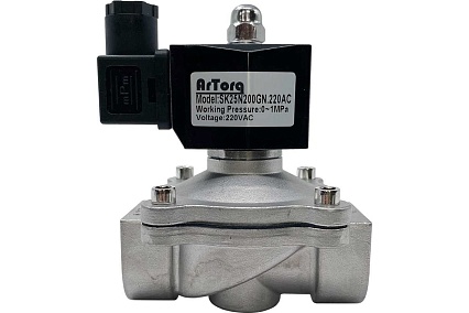 Соленоидный клапан прямого типа с мембраной принудительного подъёма ArTorq SK25N200GN.220AC 2/2 нормально закрыт, G 1”, корпус нержавеющая сталь