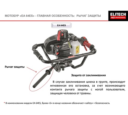 Мотобур бензиновый Elitech EA 64ES HD 211236